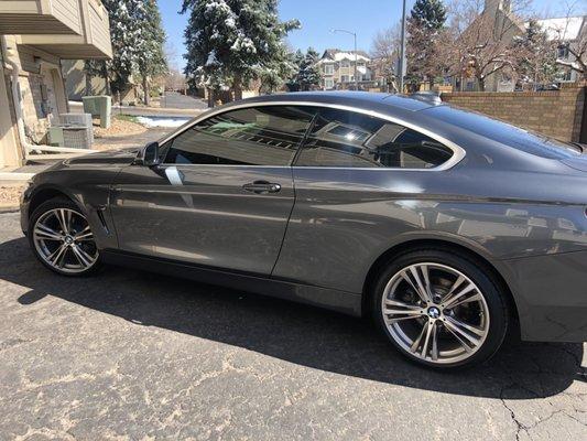 Perfect body work, window tint, wheel rim repair and detail job!