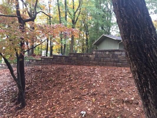 Retaining wall installation.