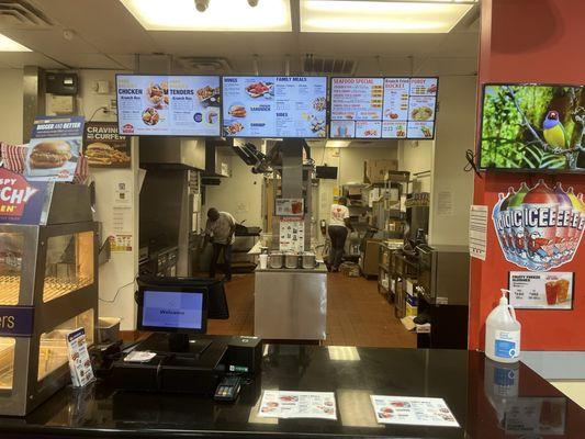 Menu Board counter and kitchen