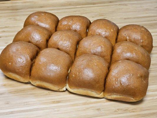 A full dozen dinner rolls with honey, milk, and real butter!