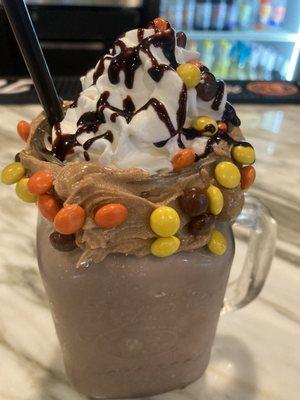 Boozy icecream: chocolate icecream with Reese's pieces and vanilla vodka! And whipped cream!