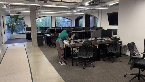 Office desk cleaning