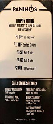 Happy Hour menu