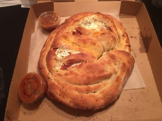 Huge calzone with added pepperoni