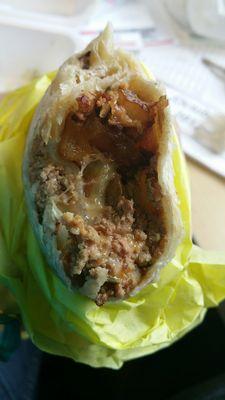 Yummy Colorado burrito is hot, filling and HUGE! COME HUNGRY Bacon, potato, beef, cheese.. it's packed with goodness