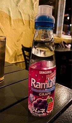 Ramune Grape Soda. In a Codd-Neck bottle