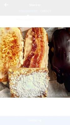 Creme brûlée, maple bacon, eclair, lemon bar.