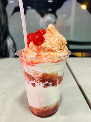 Twisted strawberry short cake parfait