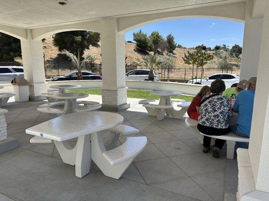 Outside patio which was nice and covered .