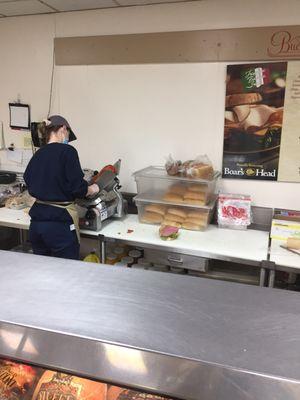 Prepping the big sandwich. Nice girlies!