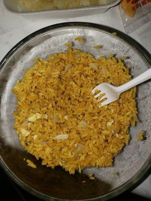 Fried rice, add onion