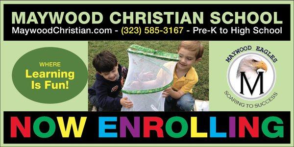 Now enrolling for the 2018/19 school year. Call (323) 585-3167 or write to maywood@live for more info.