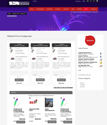 Sacramento Design Network Website Price Configurator