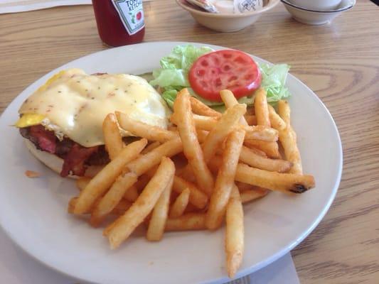 Wally burger. Fried egg on top of patty with pepper jack cheese.