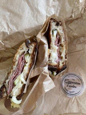 Genoa salami, pickles, gruyere, & Swiss on tartine's country bread