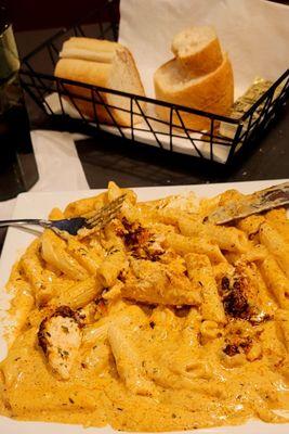 12/12/23 Cajun Alfredo and blackened chicken half portion delicious not super spicy but just enough zip More fresh bread