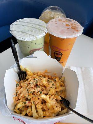 Matcha Tea, Thai Ice Tea, Paradise Ice Tea with Lobster Fries