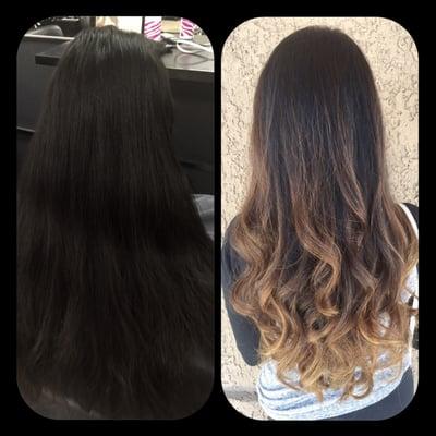 Ombre before and after