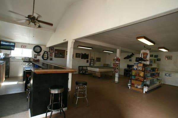 Our bar and store. Beer, ice, snacks and bait.