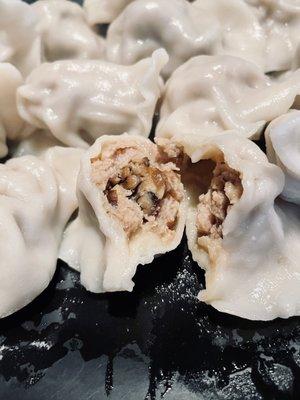 Pork & mushroom dumpling. All meat in a delicately steamed wrapper.