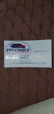 Auto paint business card.