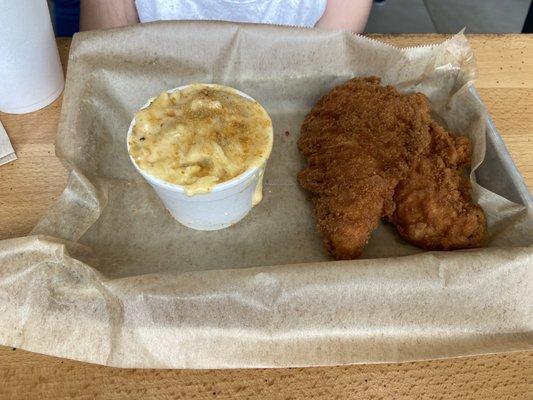 Chicken fingers and Mac and cheese