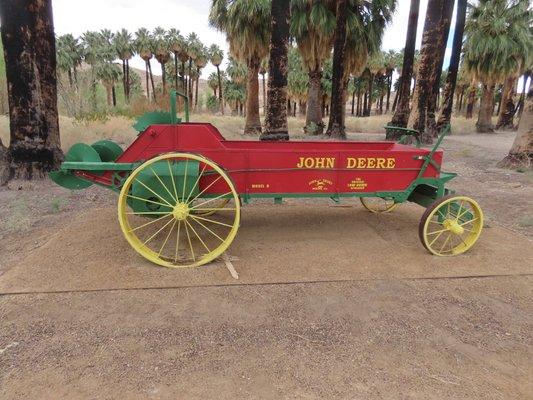 There are several pieces of farm equipment from years back.