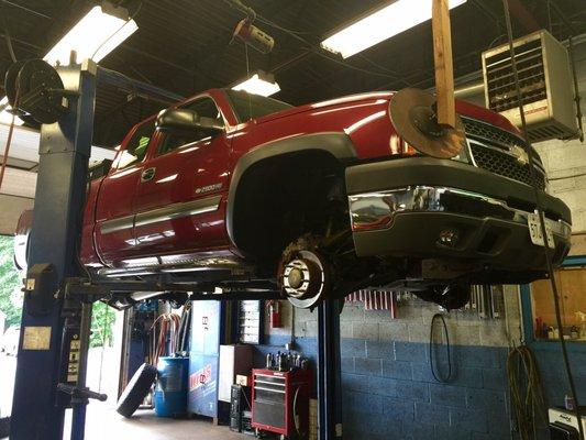 My truck getting serviced. The shop is very clean and the employees are helpful.