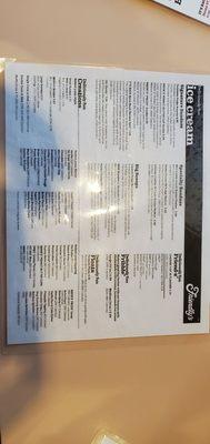 Ice Cream Menu