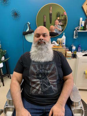 Beard trim and sculpting by Barber Dan.