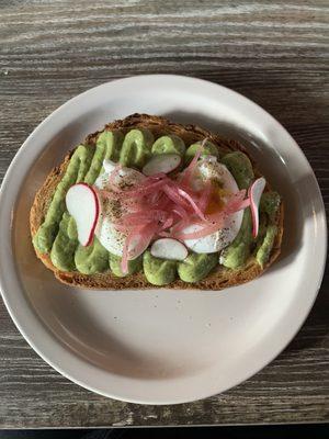 Avocado toast- missing.... something. Toast was HARD. Too hard to cut with a simple butter knife. $15 plate....