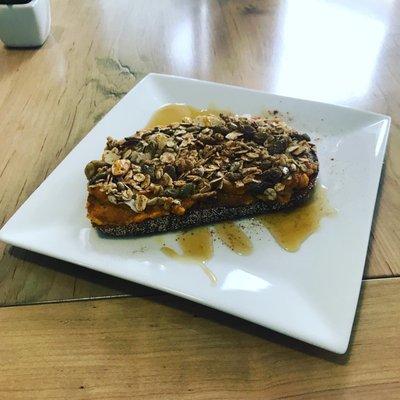 Sweet Potato Toast with Granola, Maple & Cinnamon