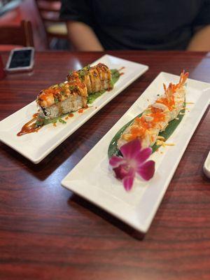 baked salmon roll & tiger roll