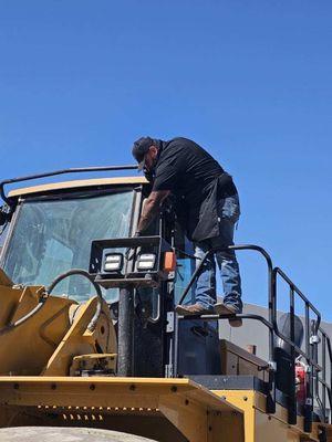 Heavy equipment glass replacement