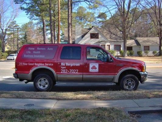 Look for the BIG RED TRUCK aroudn town and sometimes in front of the office!