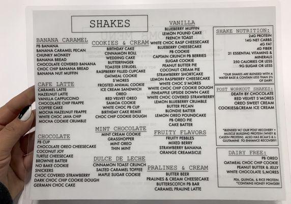 Shake menu