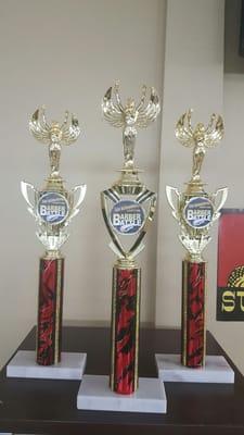 1st place taper fade, 1st place fastest fade, 1st place barber shop team!!!