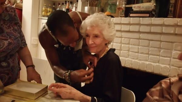 Dressing my client's mother as she celebrates her 90th birthday!