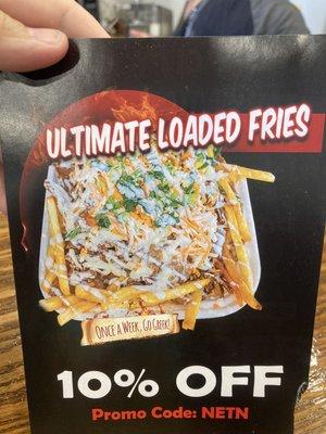 Ultimate Loaded Fries 10% off Promo Code