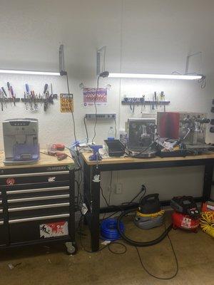 Modern fully equipped repair benches.