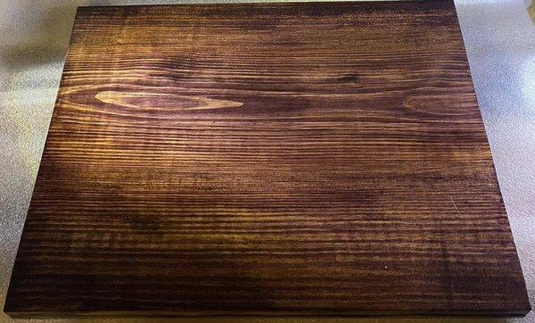 Yellow Pine board stained in Black Cherry