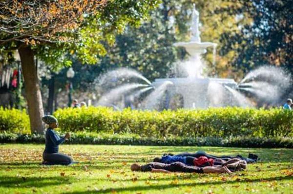 Yoga in the park.