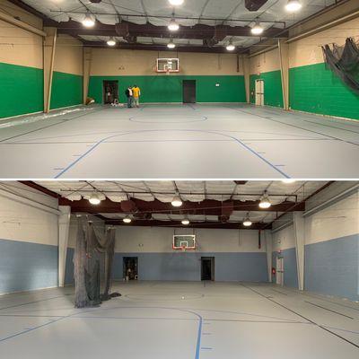 Check out this before and after of a school gym we did in Collierville, TN!