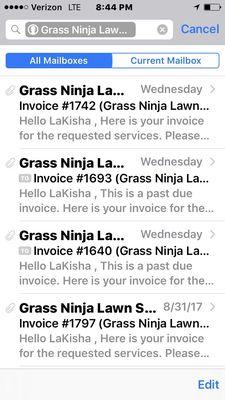 Photos of my lawn after math and invoices sent to me all in the same day.