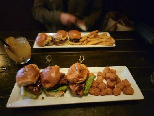 My daughters burger sliders and my chicken sliders with Jameson sauce.