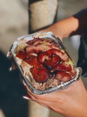 Roast pork and duck on rice