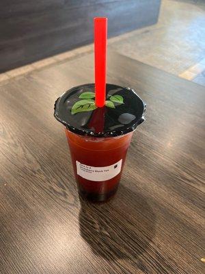 Strawberry flavored tea w boba!  Amazing and refreshing!!!!