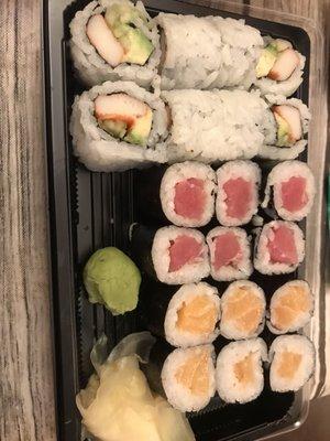 California Roll, Tuna Roll, Salmon Roll