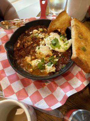 Shakshuka with fried bread, very good