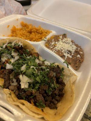 Steak Regular Tacos Dinner